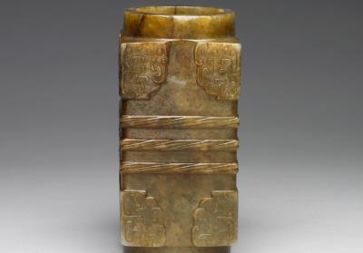 图片[2]-Jade cong tube with patterns added in the Qing dynasty, Longshan-Qijia system (2200-1700 BCE)-China Archive
